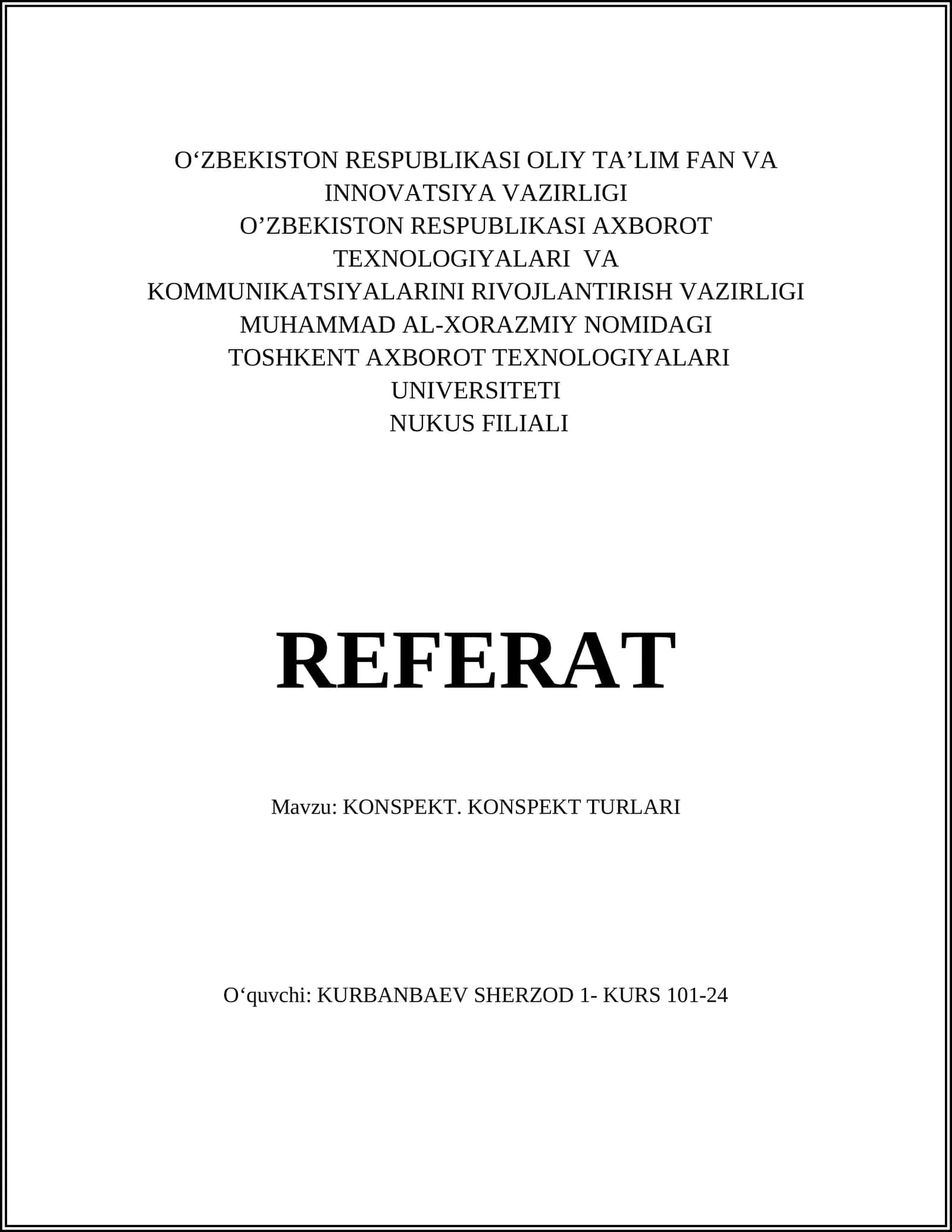 Asosiy Konspektlar