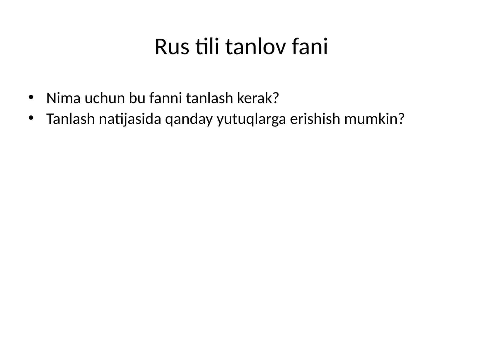 Rus tili tanlov fani