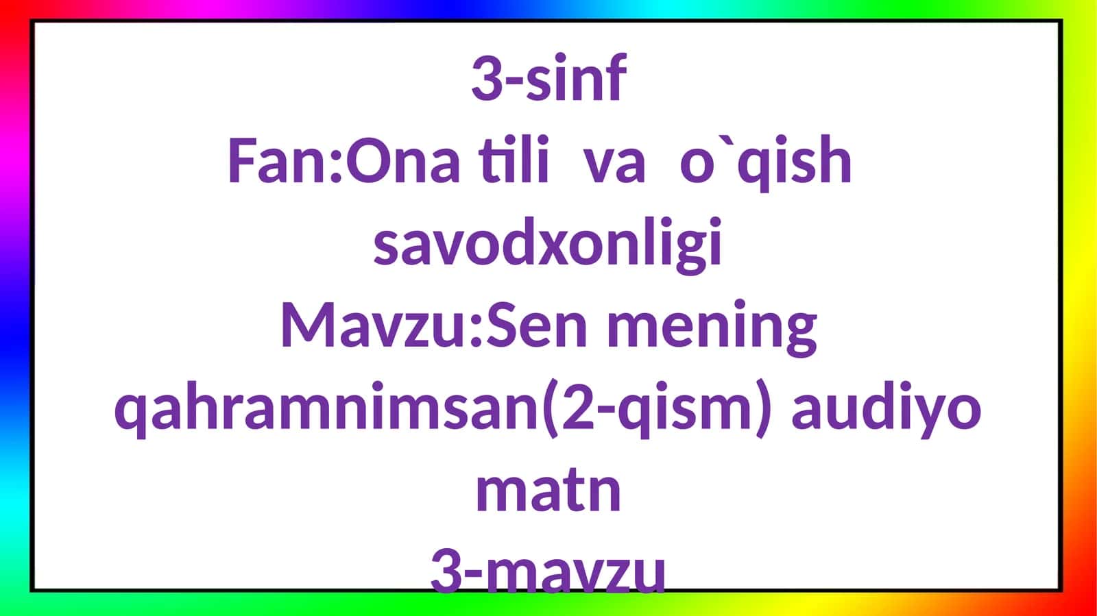 Sen mening qahramonimsan (2-qism)
