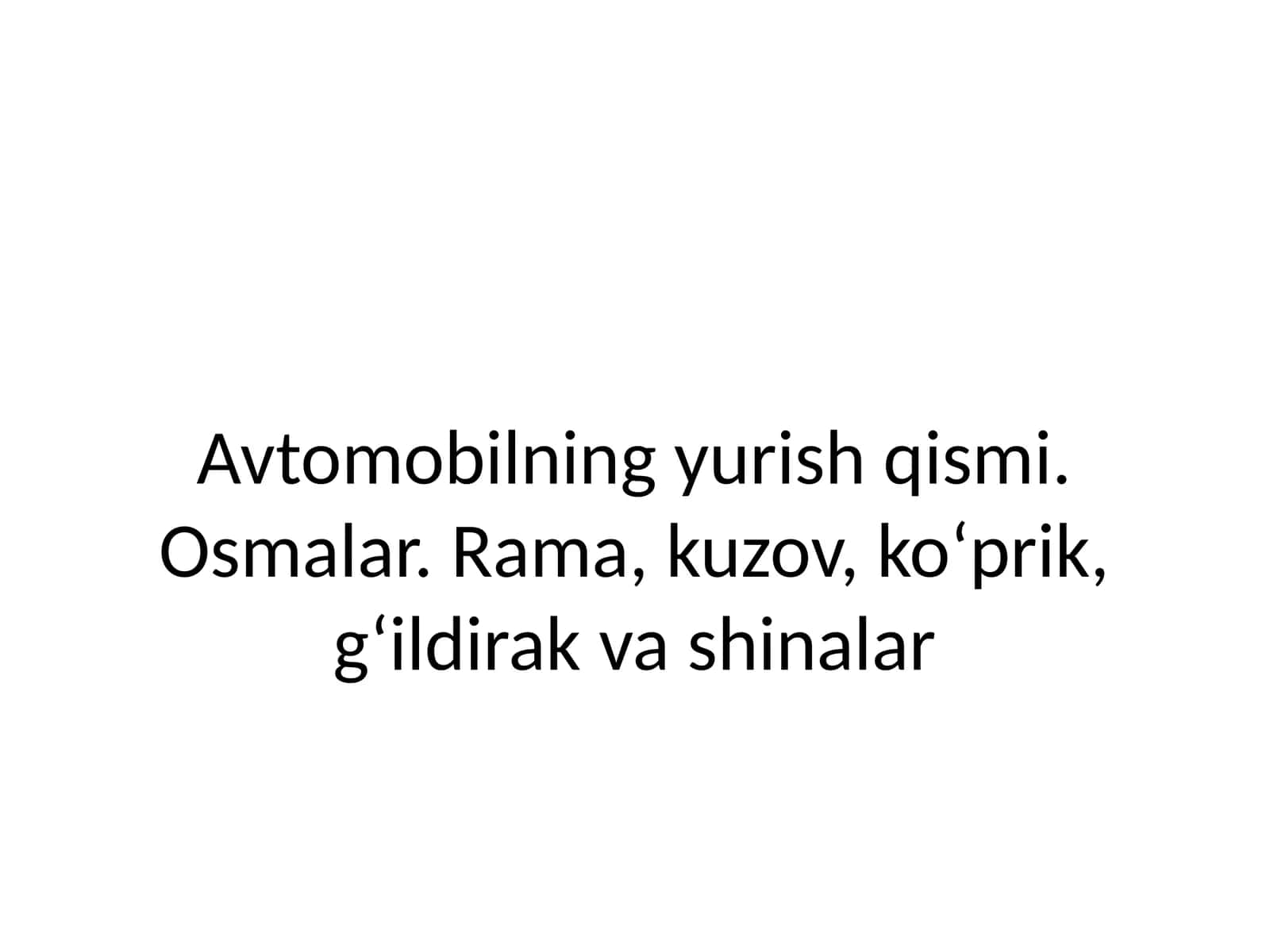 Avtomobilning yurish qismi