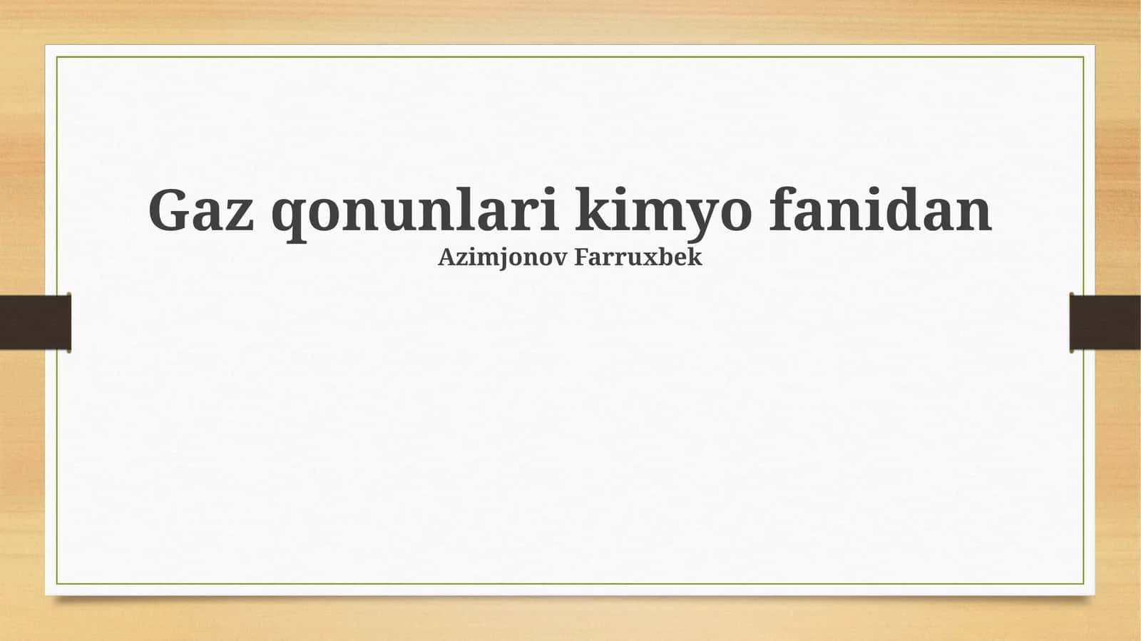 Gaz Qonunlarining Amaliy Qo'llanilishi