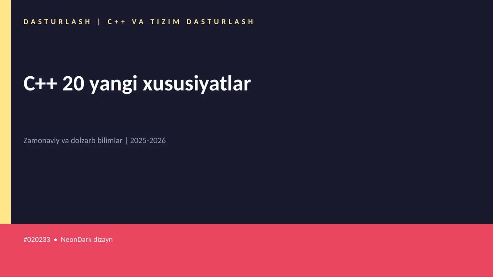 C++ VA TIZIM DASTURLASH
