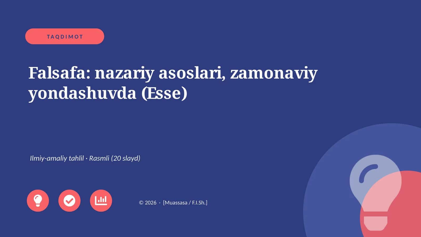 Falsafa: nazariy asoslari, zamonaviy yondashuvda (Esse)