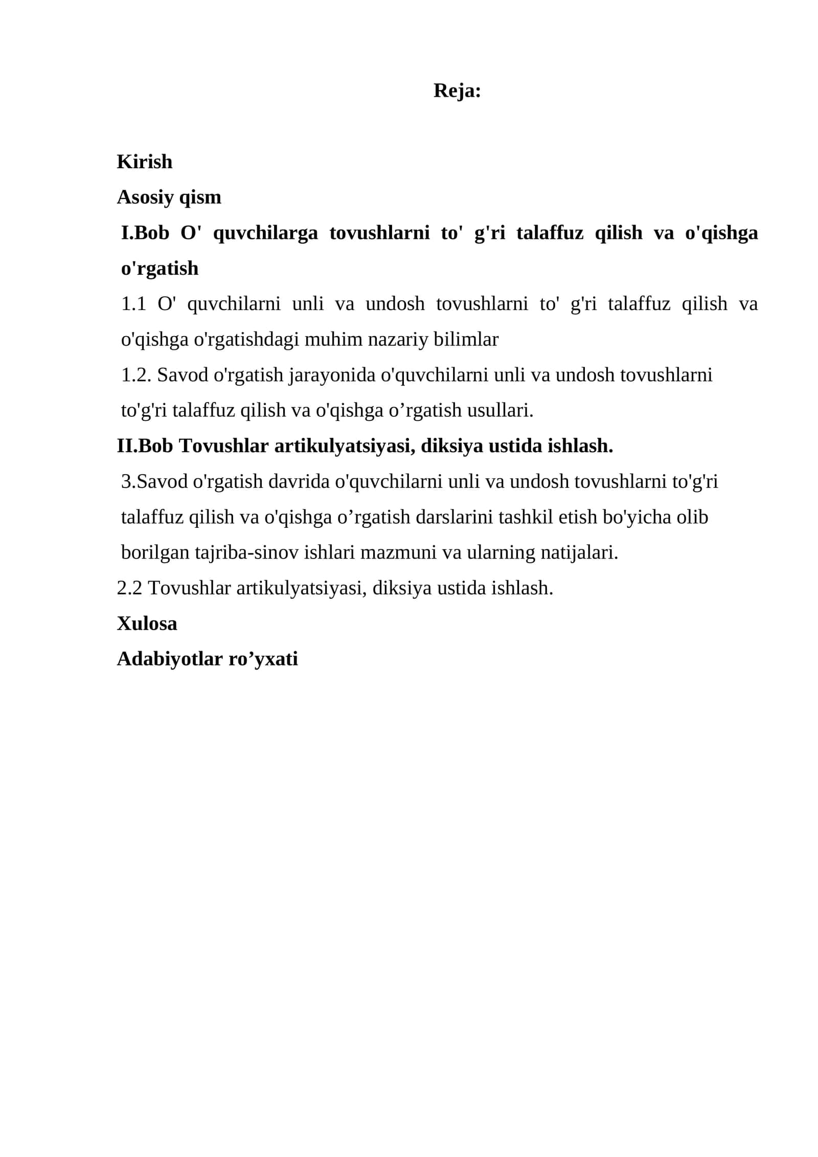 O'quvchilarga tovushlarni to'g'ri talaffuz qilish va o'qishga o'rgatish