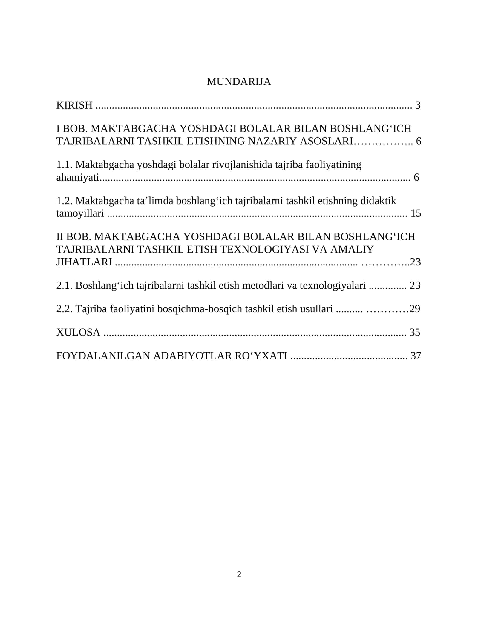 MAKTABGACHA YOSHDAGI BOLALAR BILAN BOSHLANG‘ICH TAJRIBALARNI TASHKIL ETISH