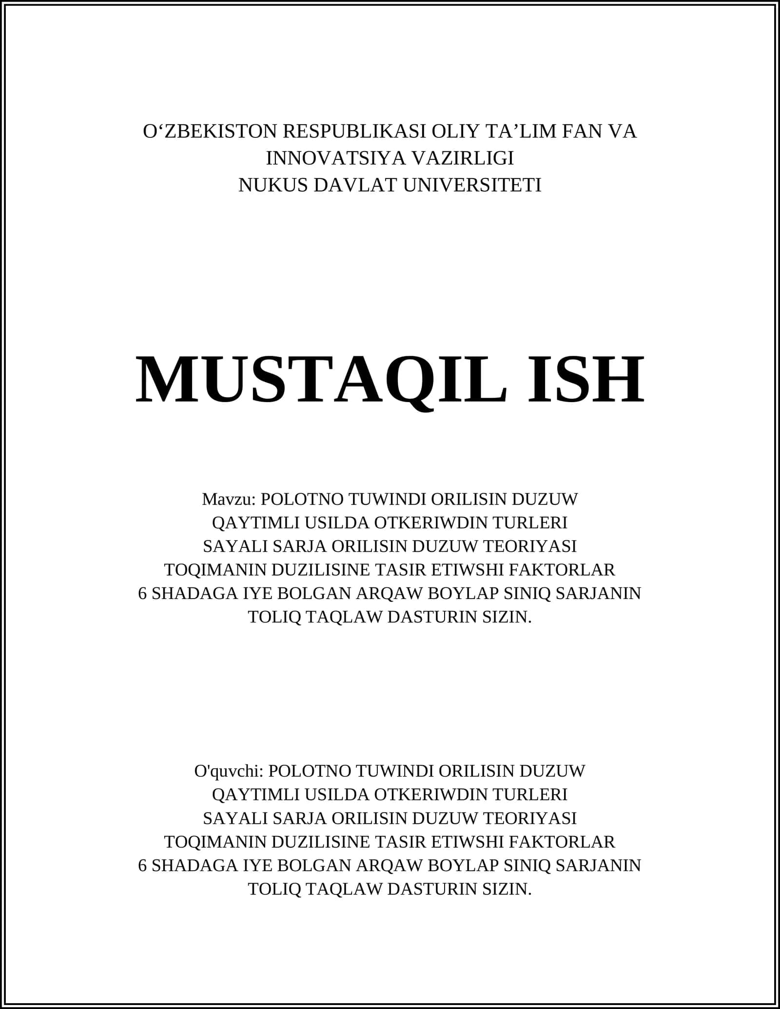 POLOTNO TUWINDI ORILISIN DUZUW