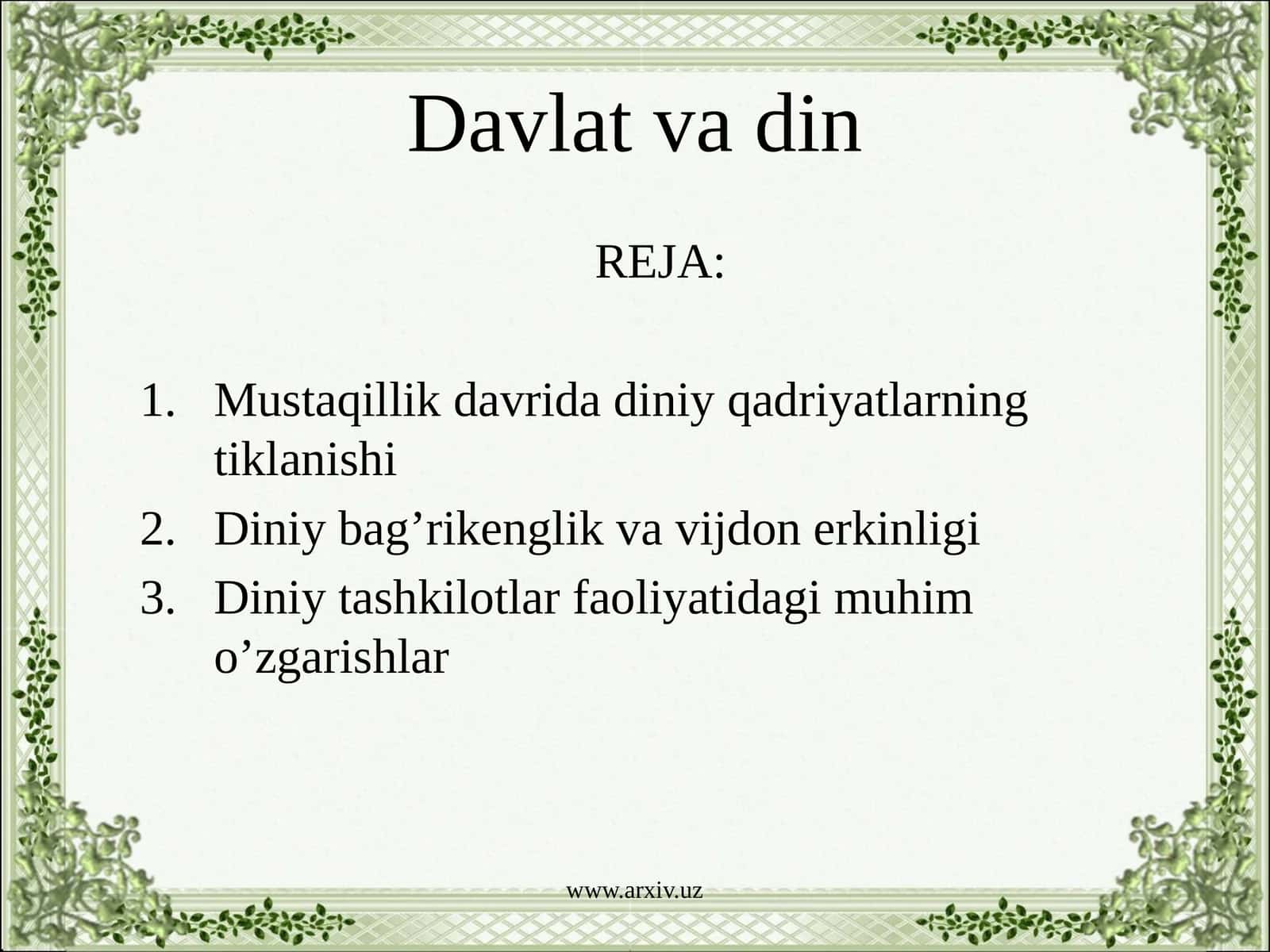 Davlat va din