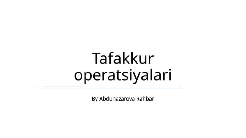 Tafakkur operatsiyalari