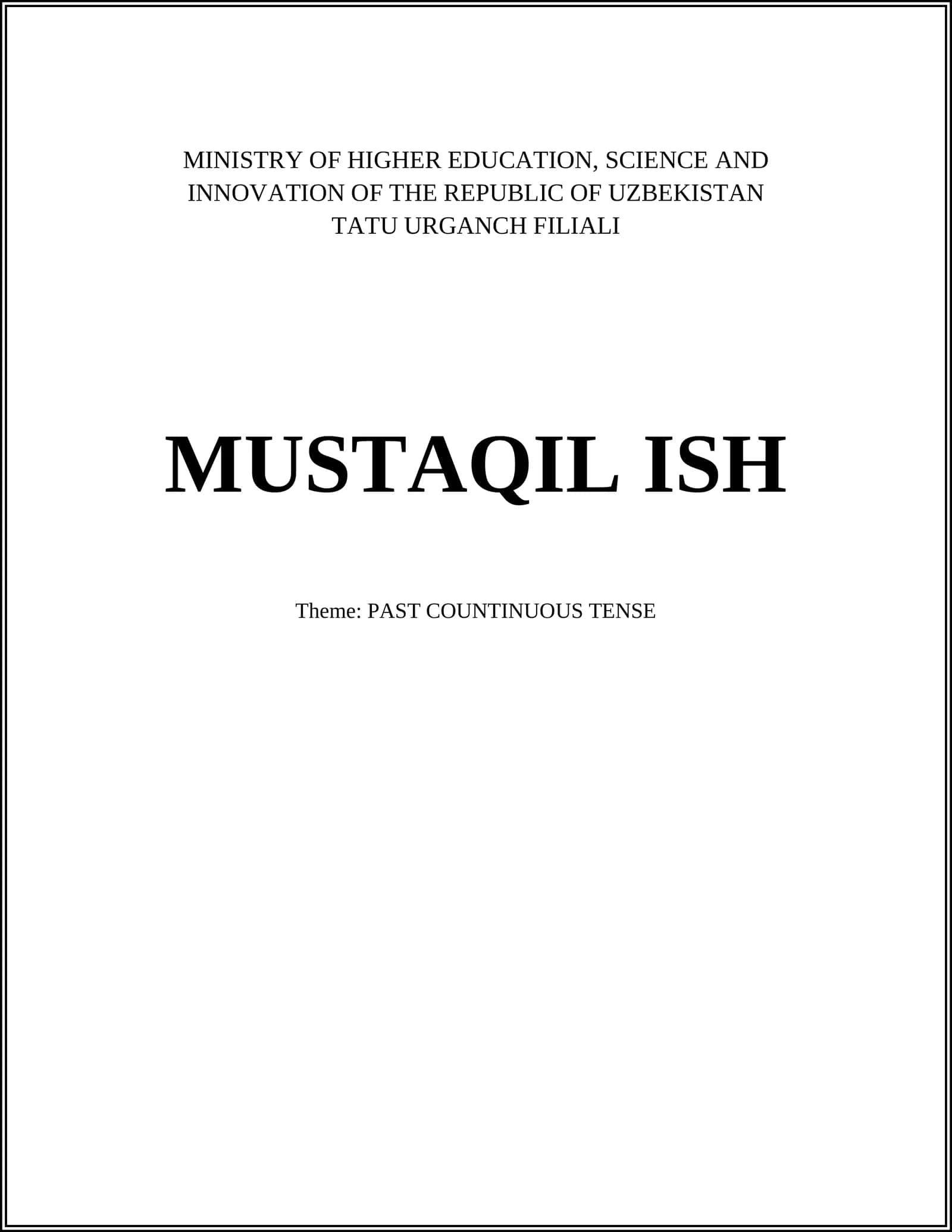 PAST COUNTINUOUS TENSE