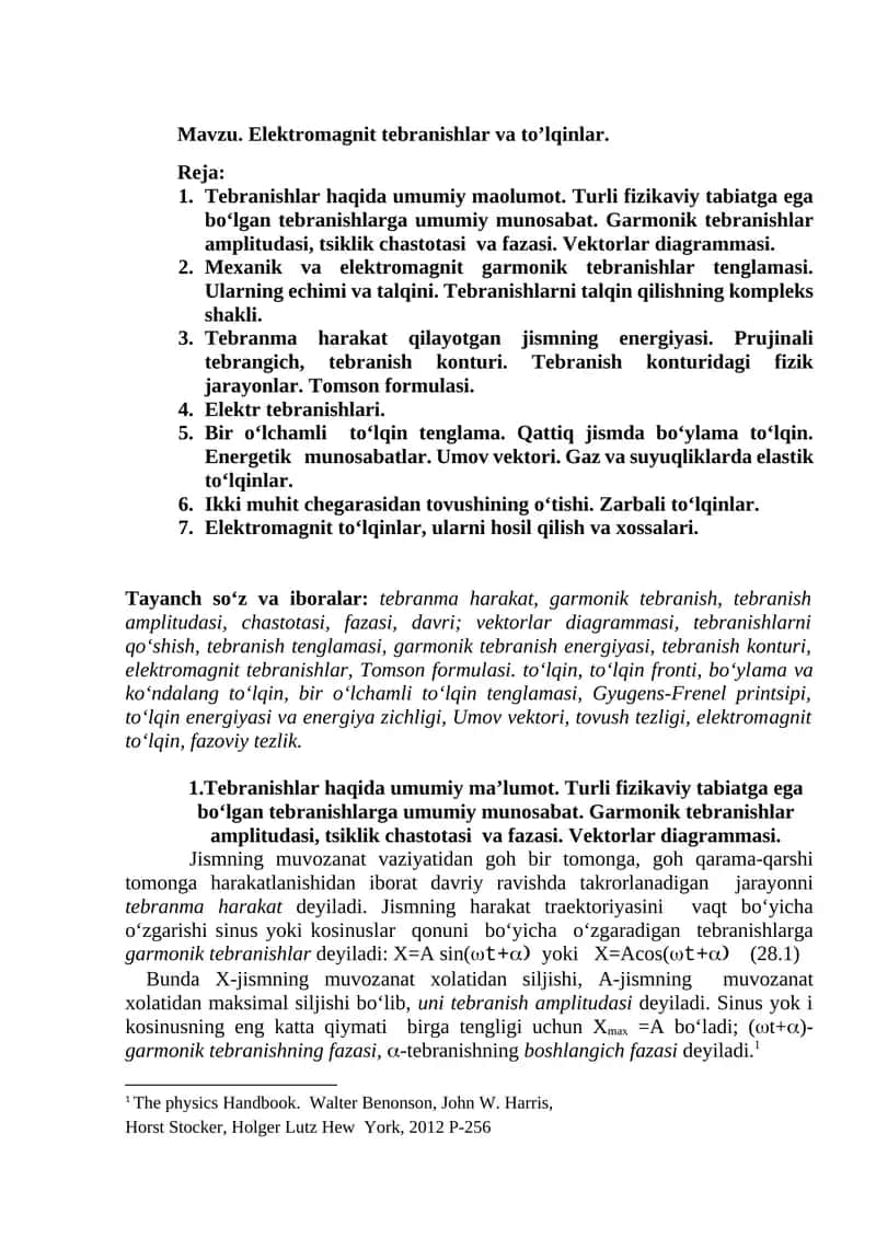 Elеktromаgnit tеbrаnishlаr va to’lqinlar