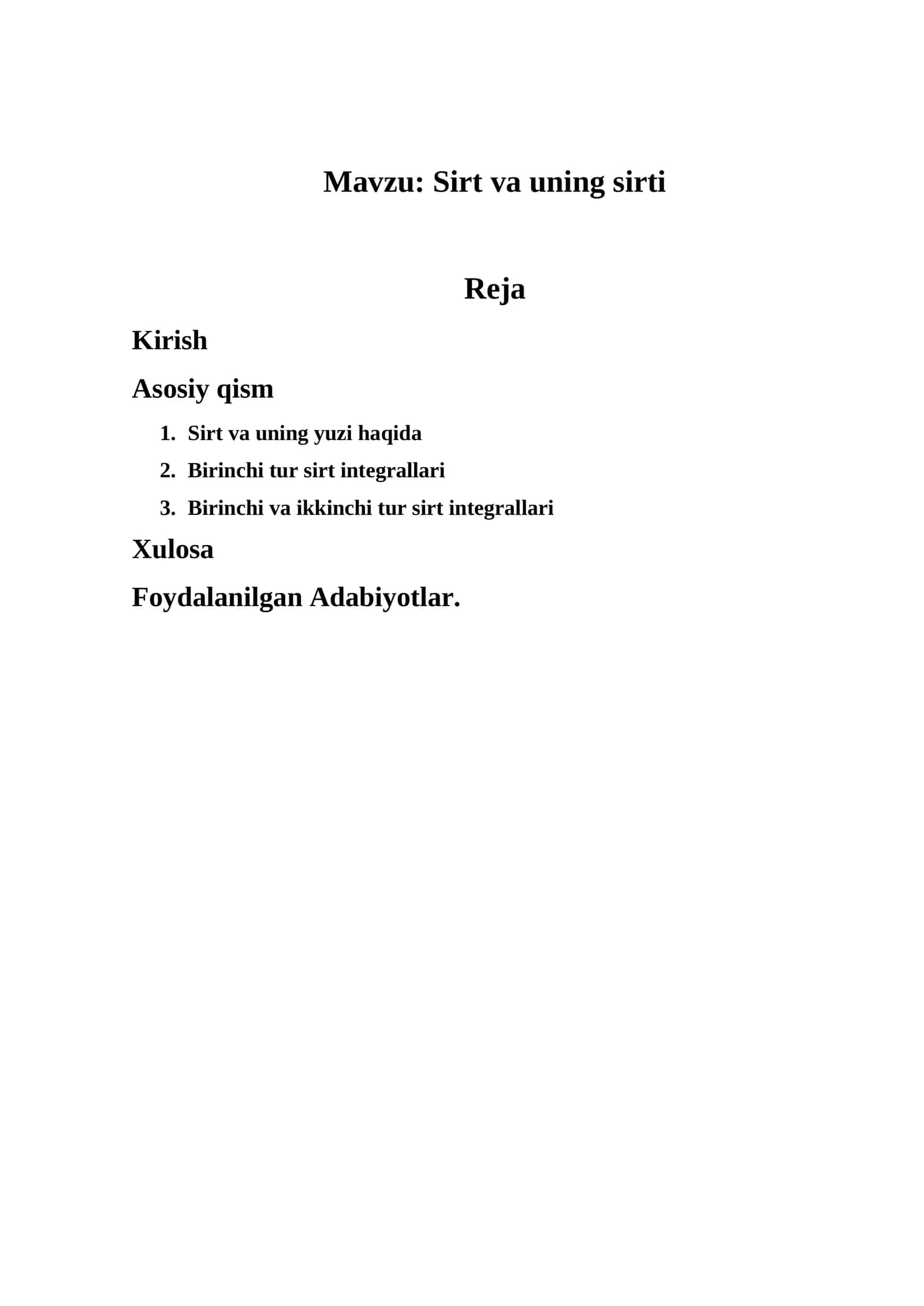 Sirt va uning sirti