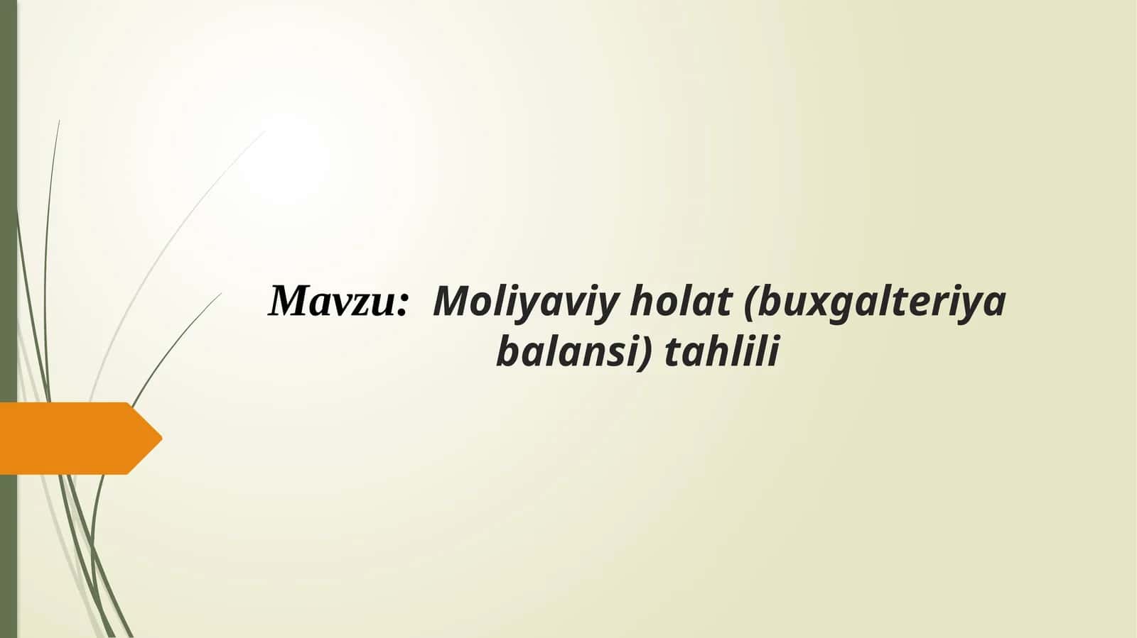 Moliyaviy holat (buxgalteriya balansi) tahlili