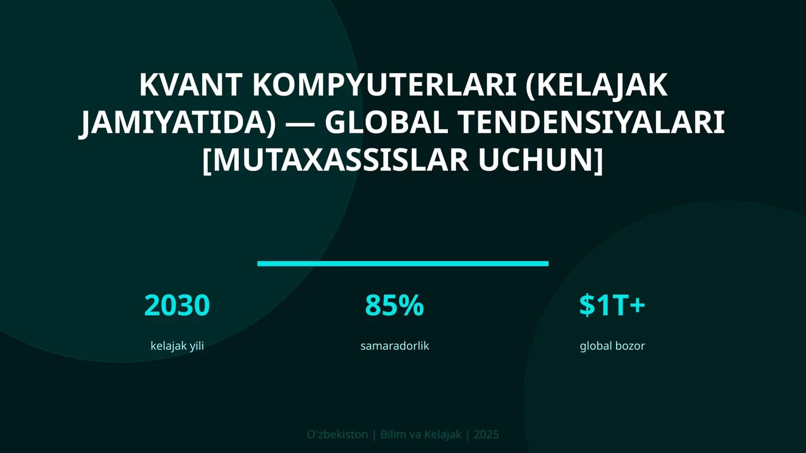KVANT KOMPYUTERLARI (KELAJAK JAMIYATIDA) — GLOBAL TENDENSIYALARI [MUTAXASSISLAR UCHUN]