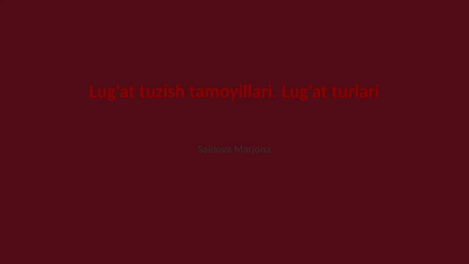 Lug'at tuzish tamoyillari