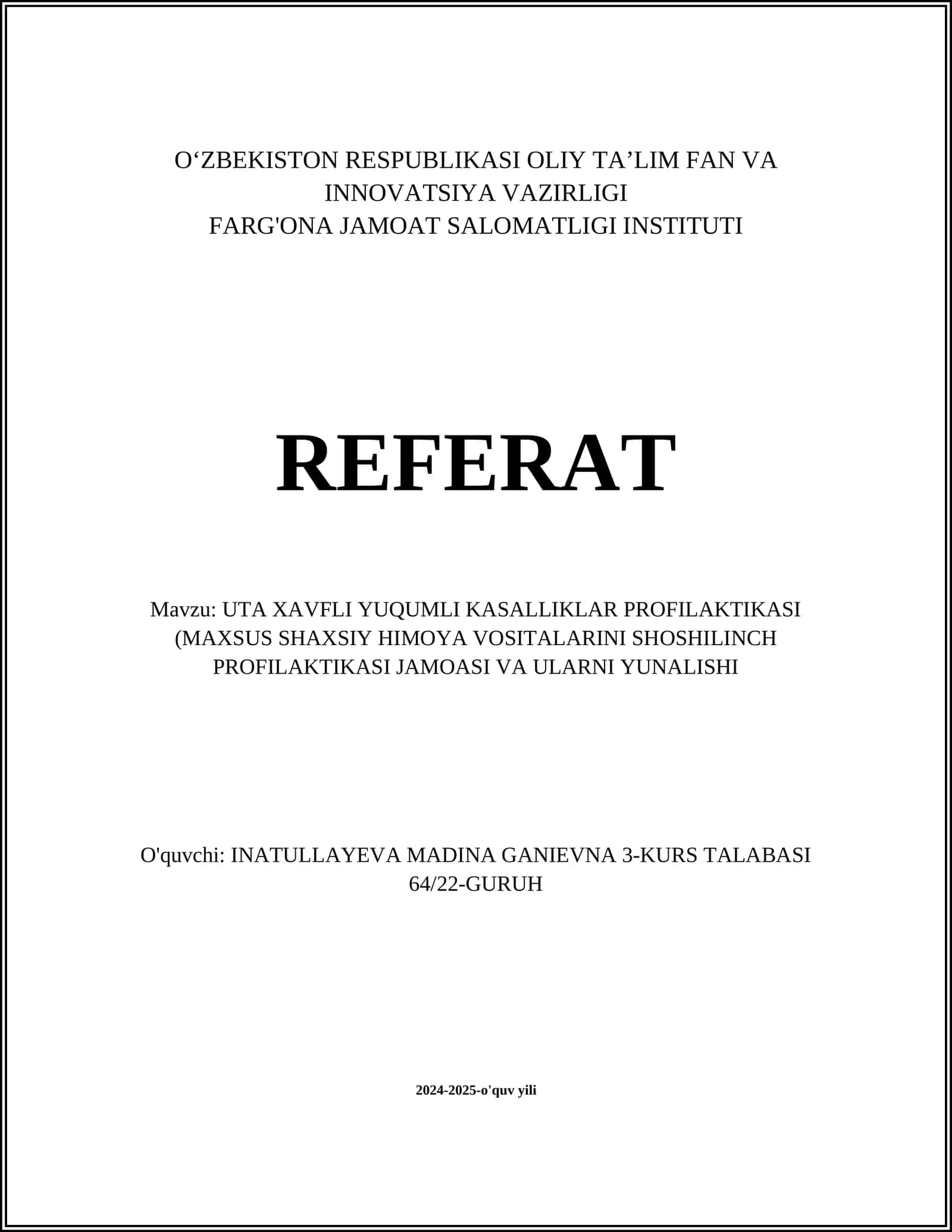 Maxsus shaxsiy himoya vositalari turlari