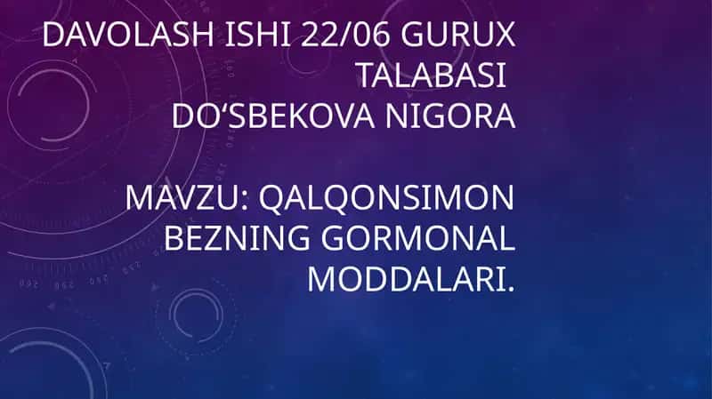 Qalqonsimon bezning gormonal moddalari