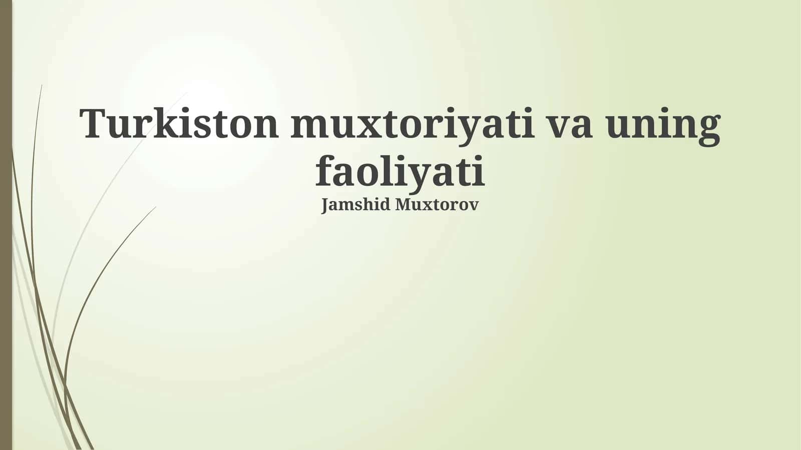 Turkiston muxtoriyati va uning faoliyati