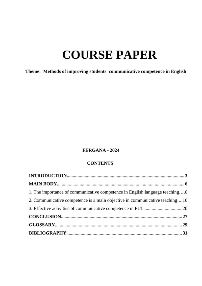 Methods of improving students' communicative competence in English