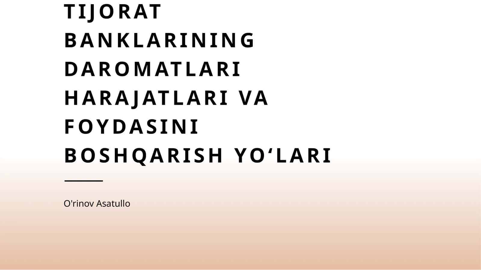 Tijorat banklarining daromatlari harajatlari va foydasini boshqarish yoʻlari
