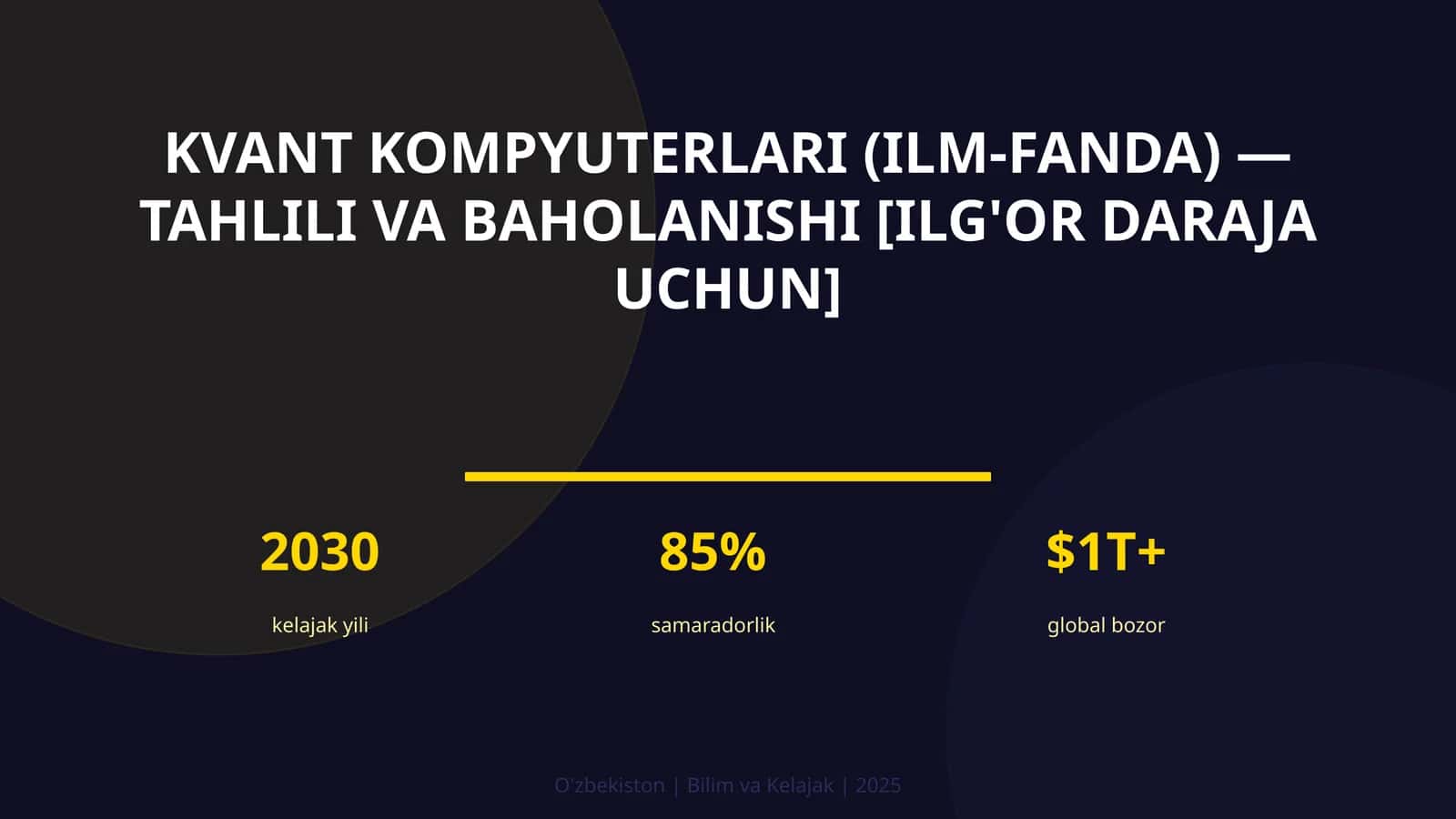 Kvant kompyuterlari (ilm-fanda) — tahlili va baholanishi [ilg'or daraja uchun]