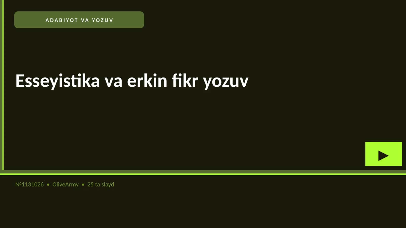 Esseyistika va erkin fikr yozuv