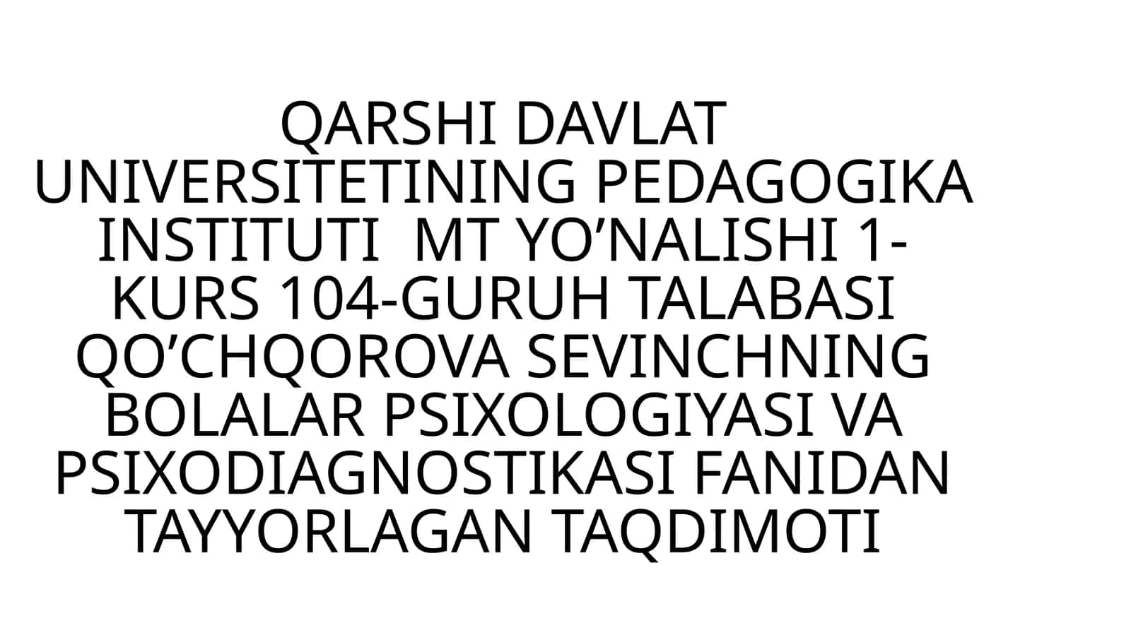 UCH YOSH INQIROZI