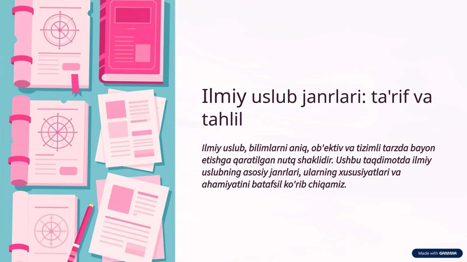 Ilmiyuslub janrlari: ta'rif va tahlil
