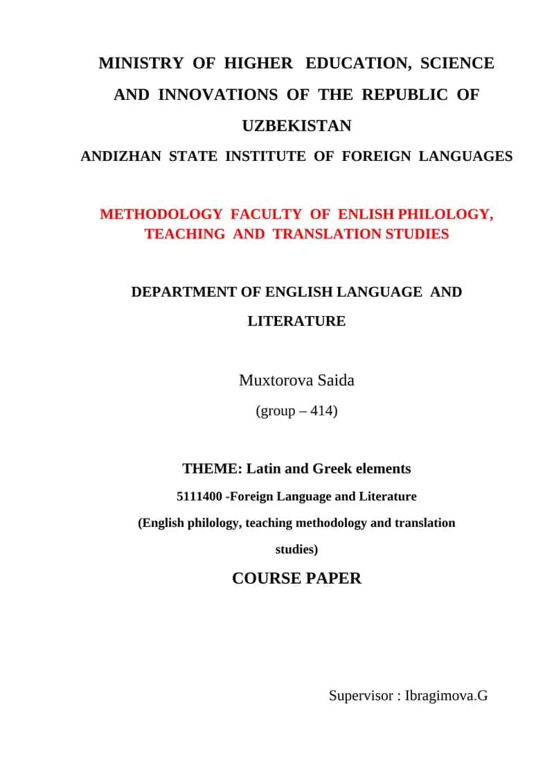 Latin and Greek Elements in English