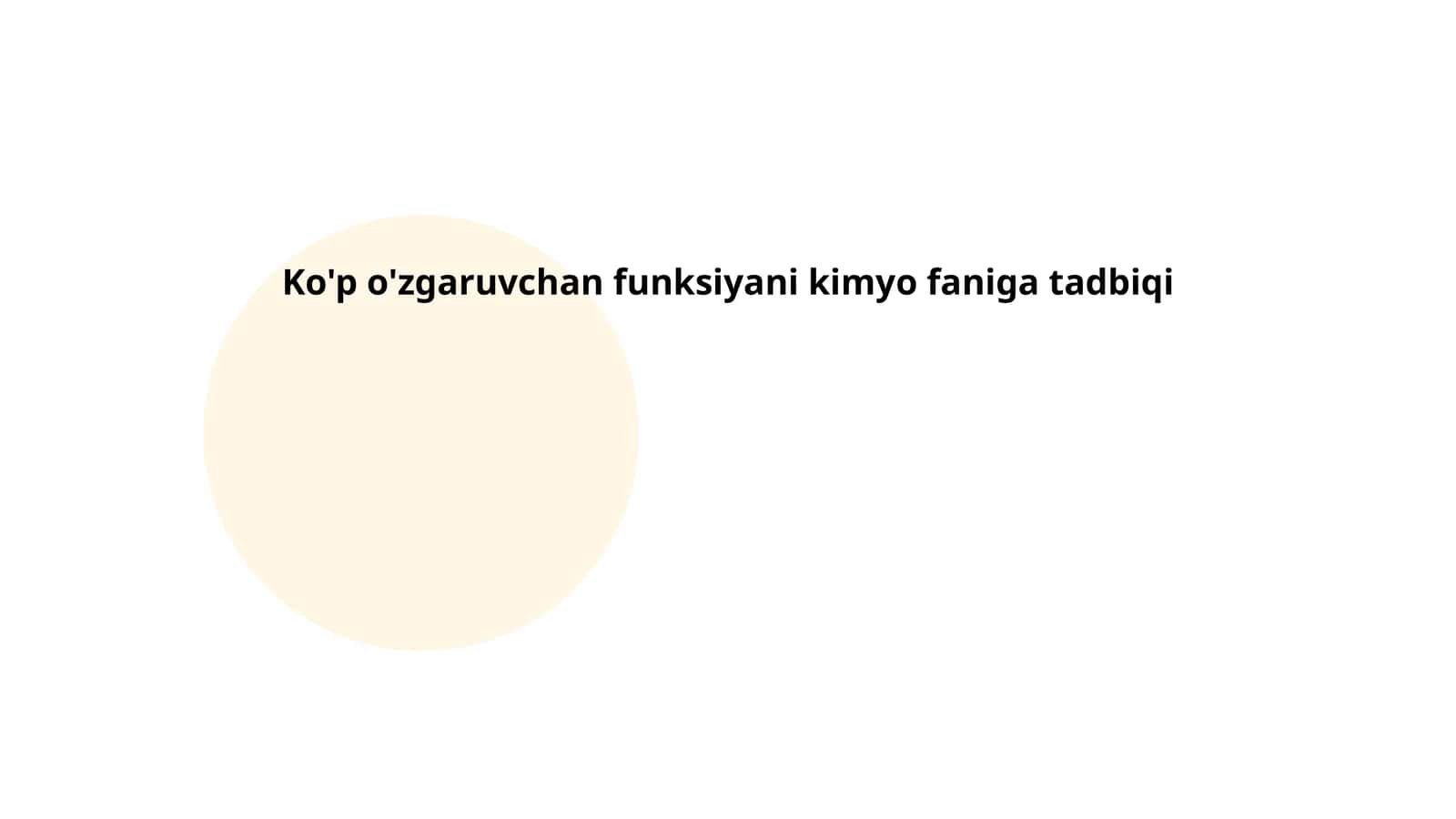 Ko'p o'zgaruvchan funksiyani kimyo faniga tadbiqi