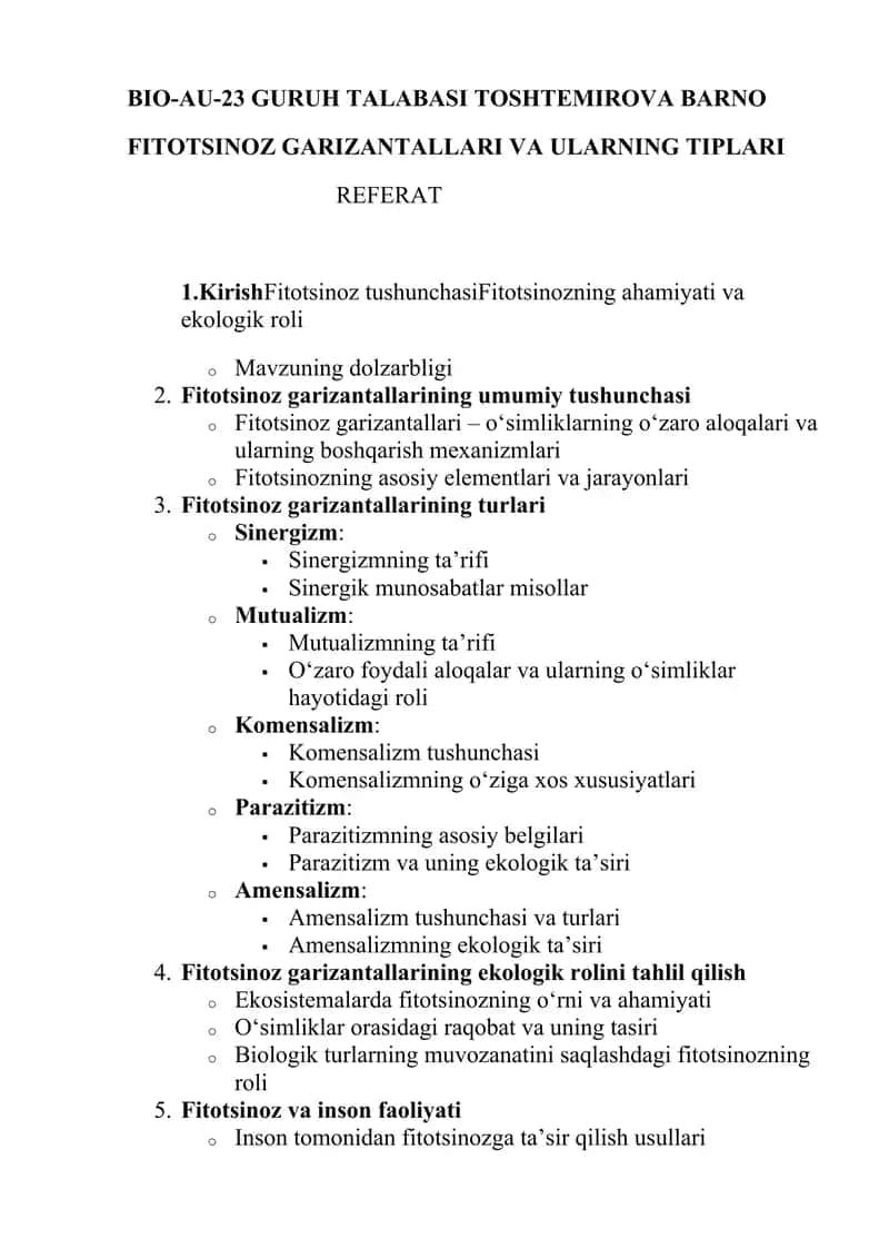 FITOTSINOZ GARIZANTALLARI VA ULARNING TIPLARI REFERAT