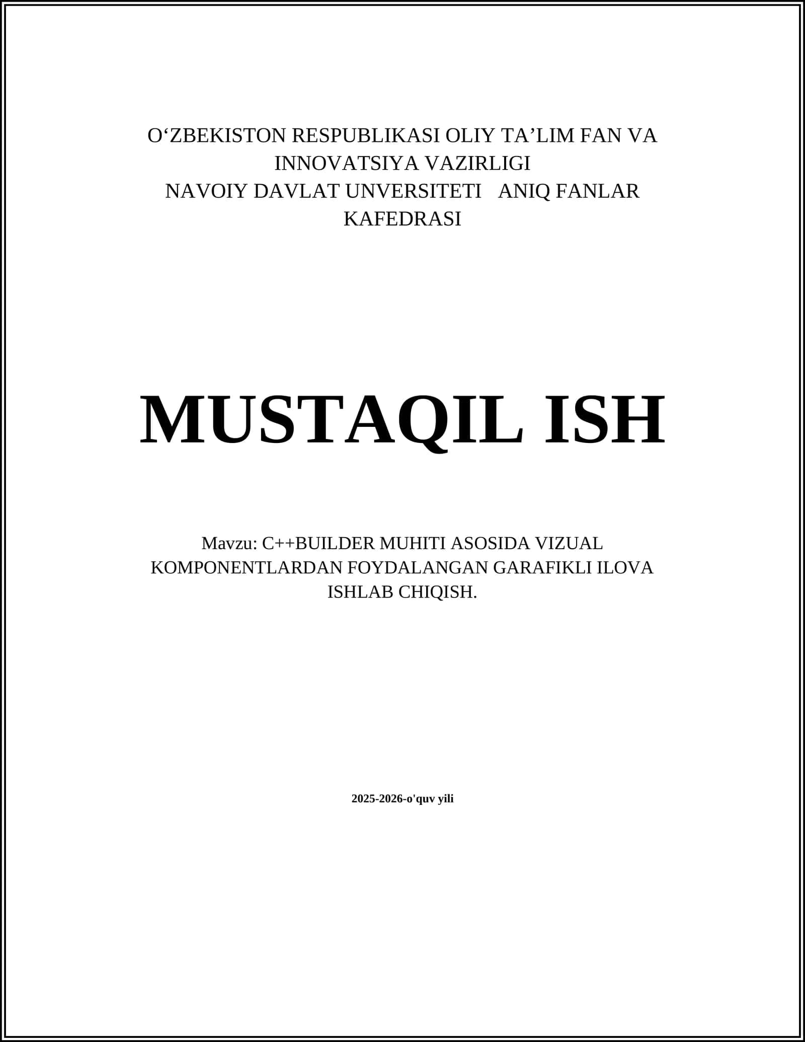 C++Builder muhiti asosida vizual komponentlardan foydalanish