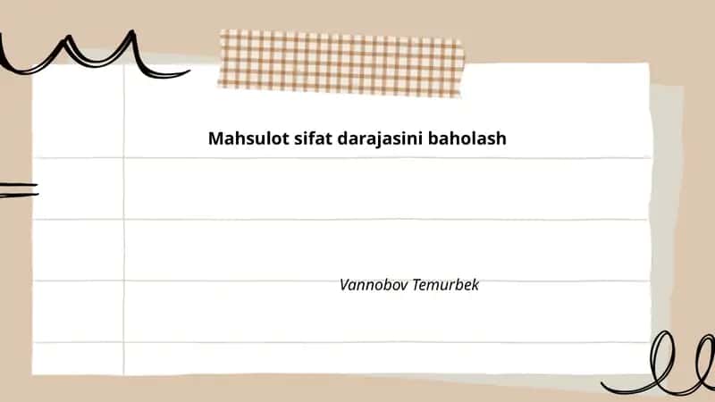Mahsulot sifat darajasini baholash