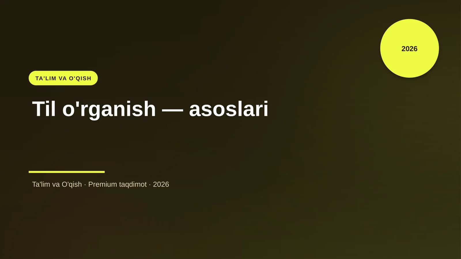 Til o'rganish — asoslari
