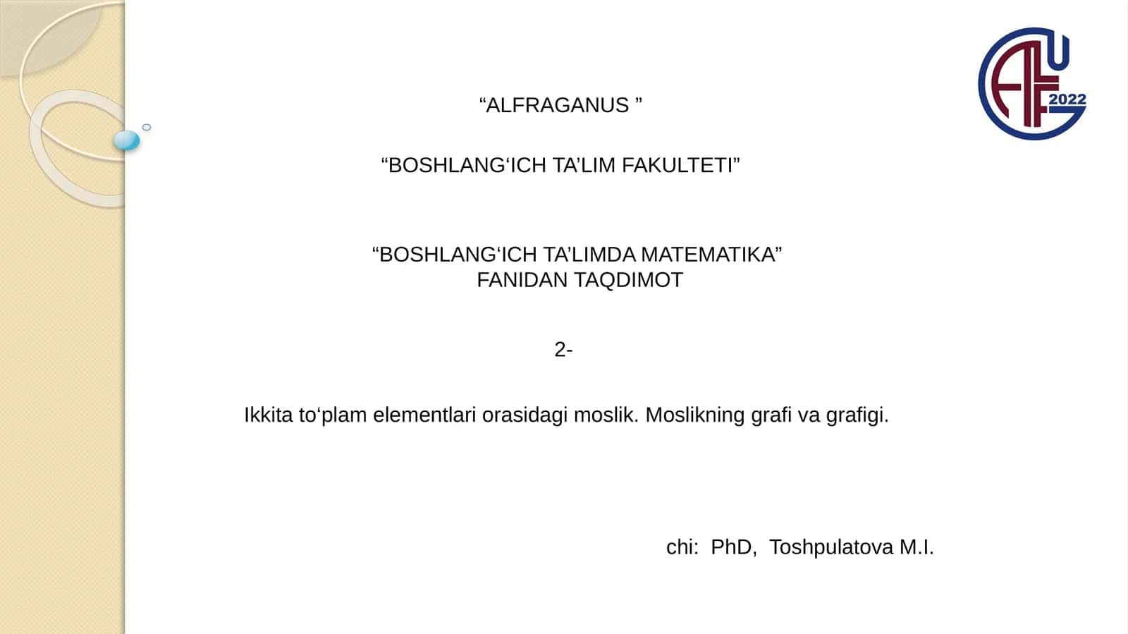 BOSHLANG‘ICH TA’LIMDA MATEMATIKA