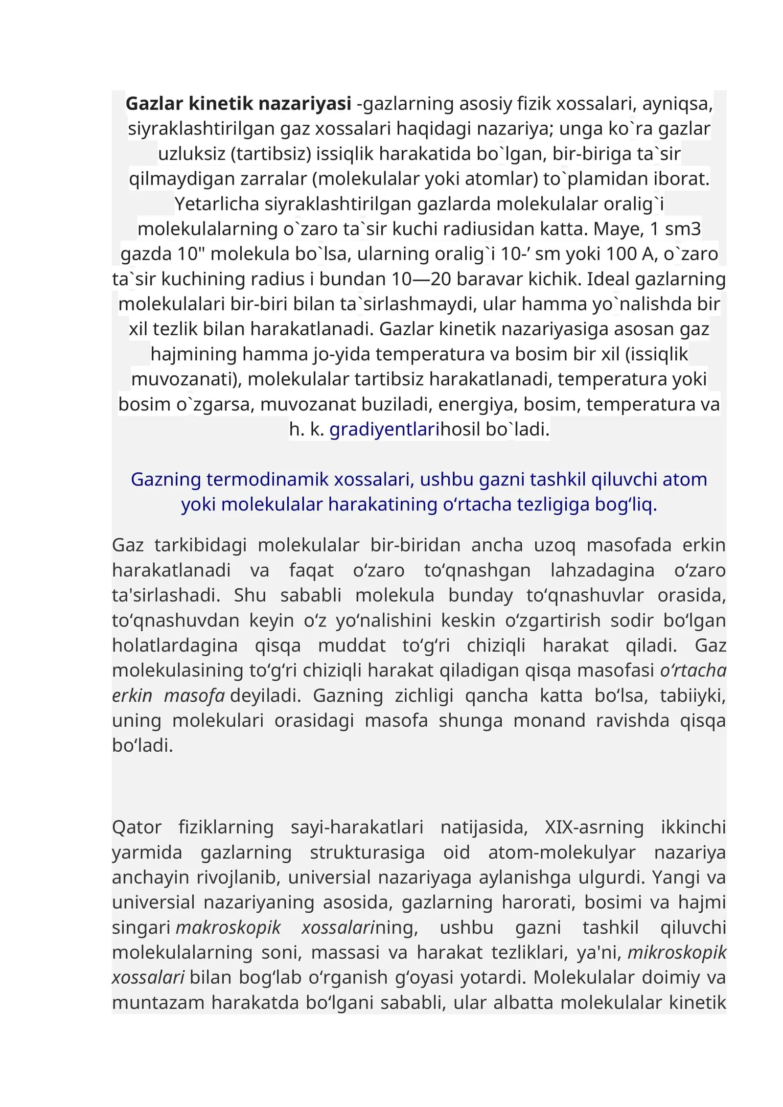 Gazlar Kinetik Nazariyasi