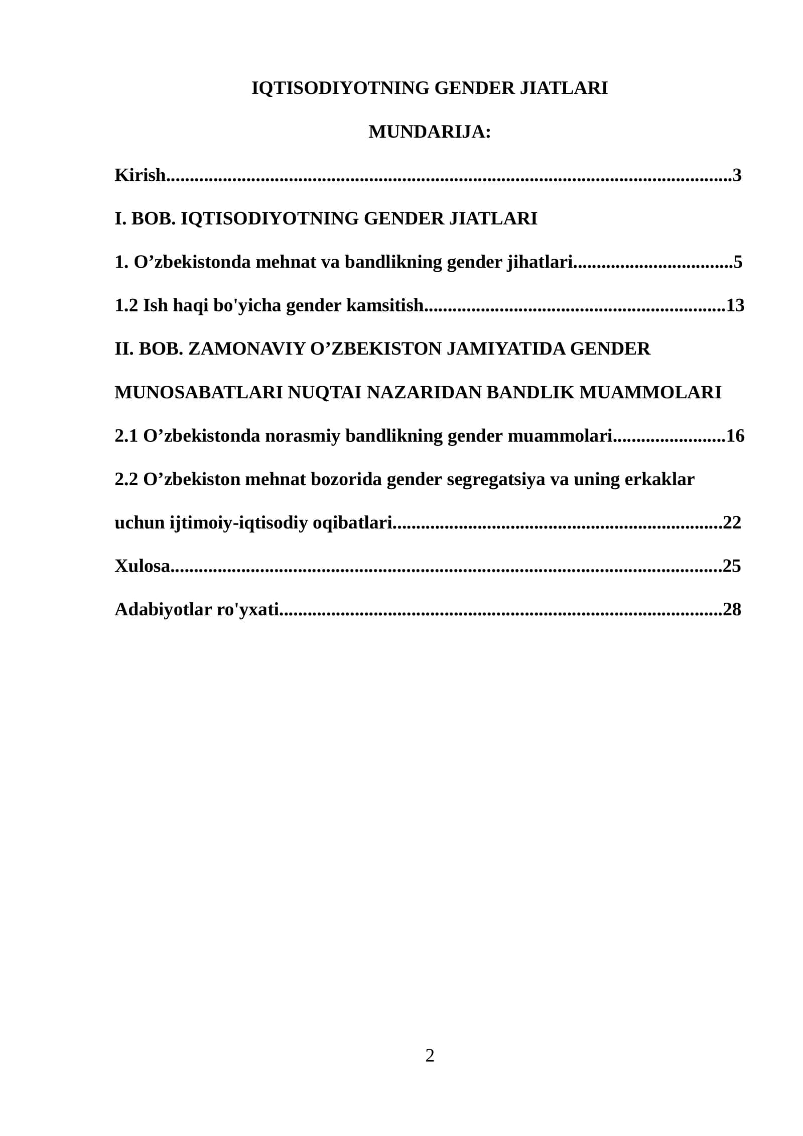 IQTISODIYOTNING GENDER JIHATLARI