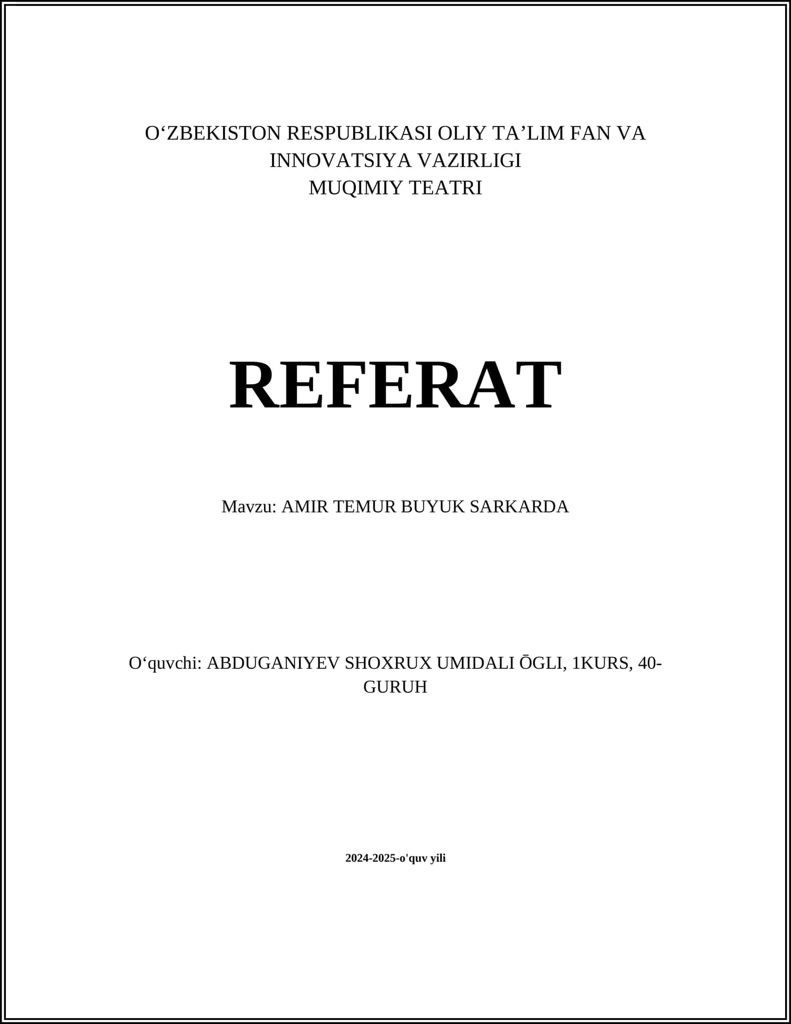 AMIR TEMUR BUYUK SARKARDA
