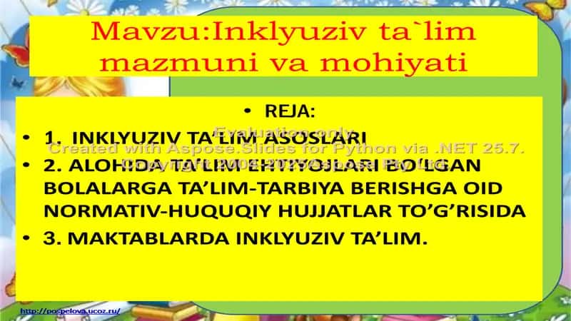 Inklyuziv ta'lim mazmuni va mohiyati