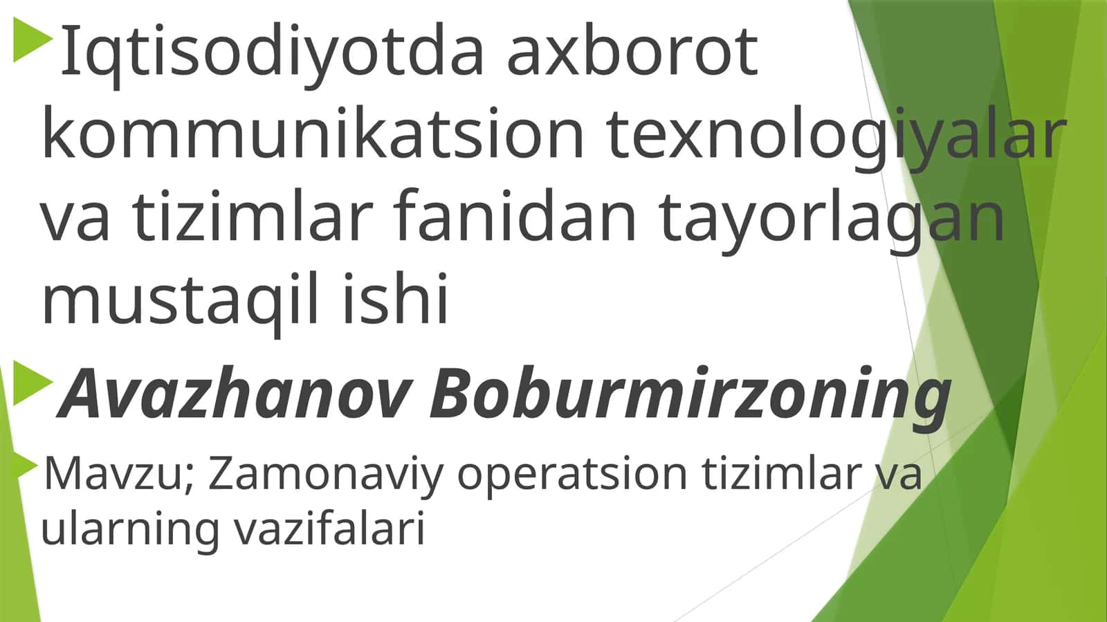 Zamonaviy operatsion tizimlar va ularning vazifalari