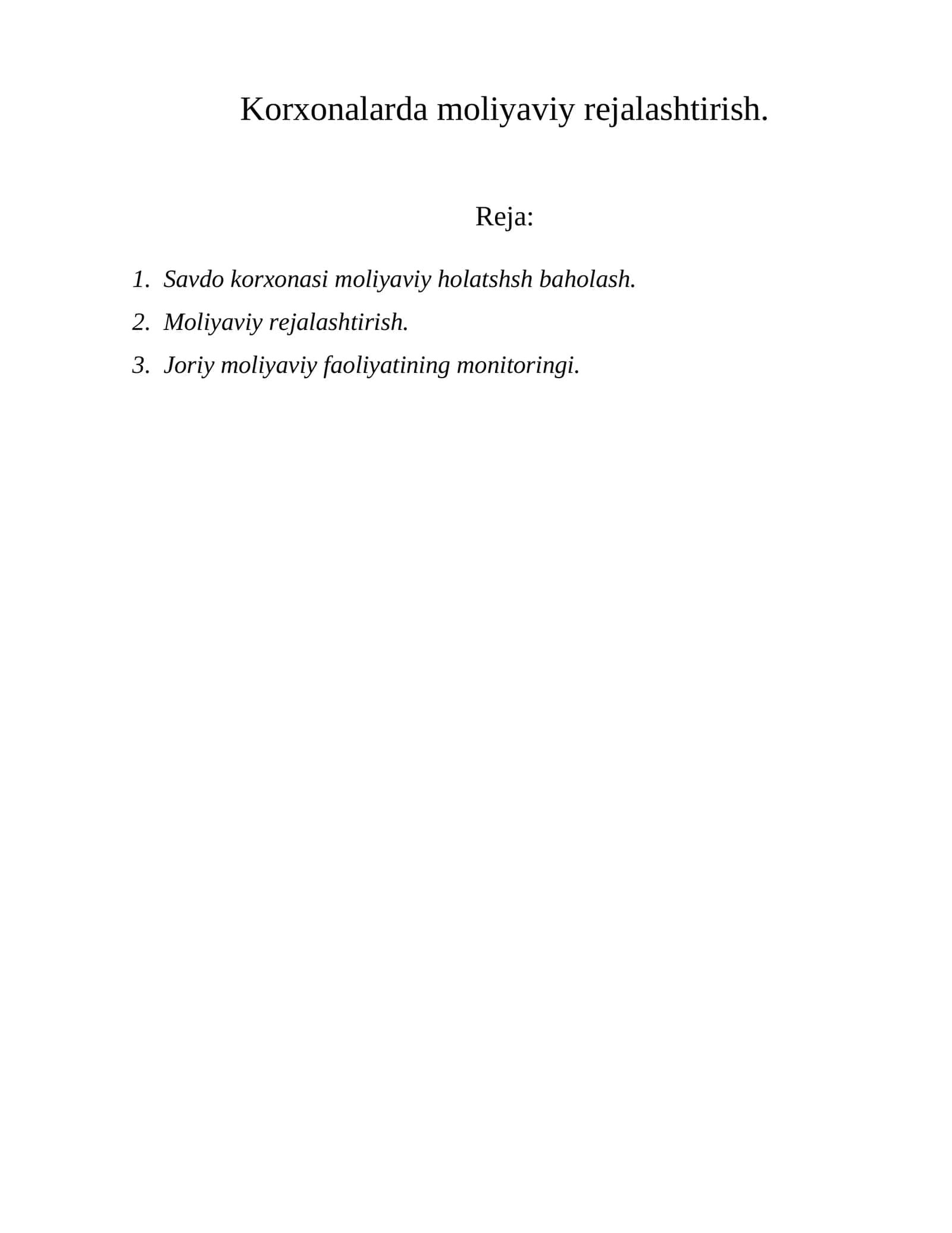 Moliyaviy rejalashtirish