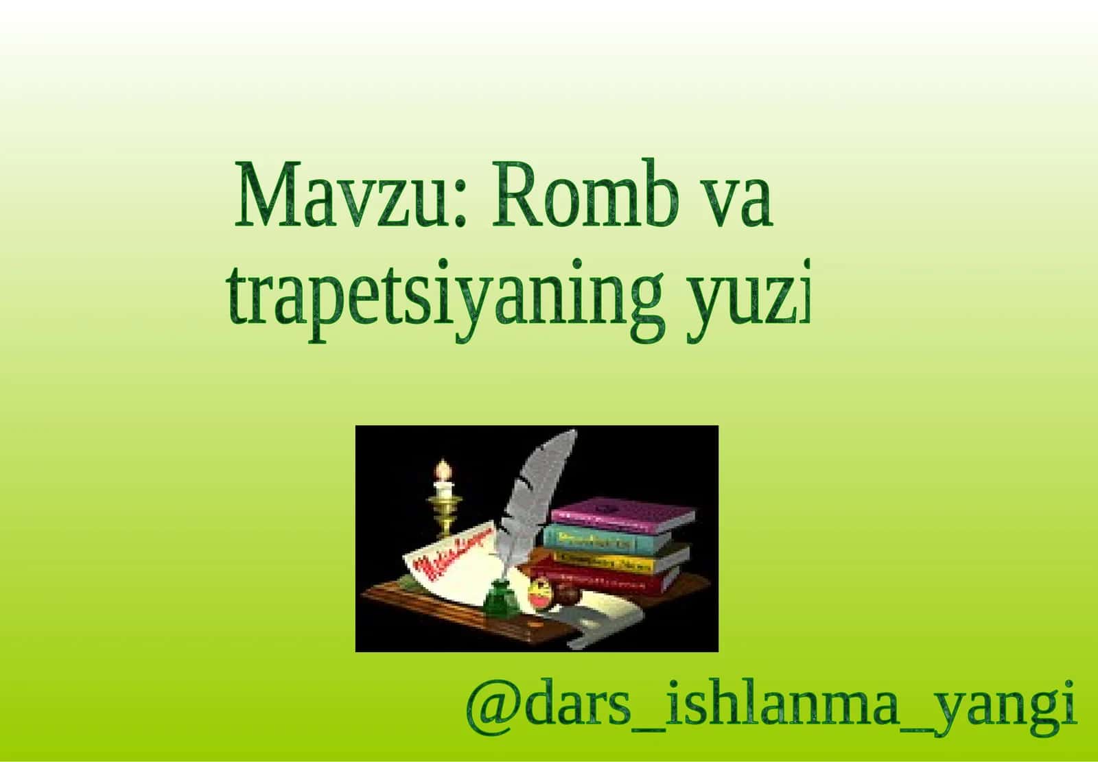 Romb va  yuzini hisoblash