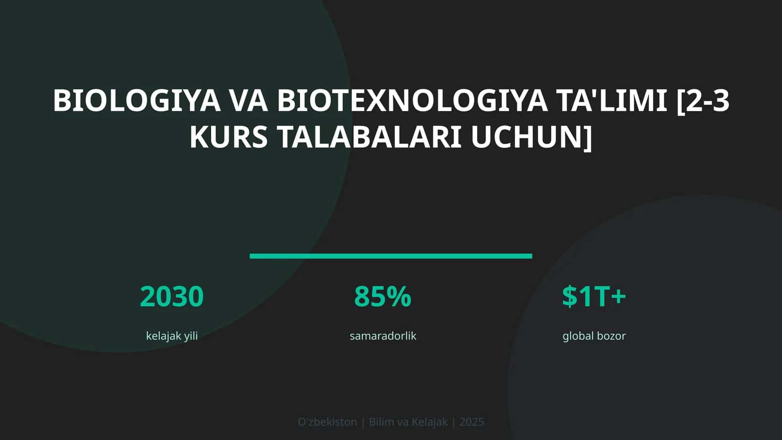 Biologiya va biotexnologiya ta'limi [2-3 kurs talabalari uchun]