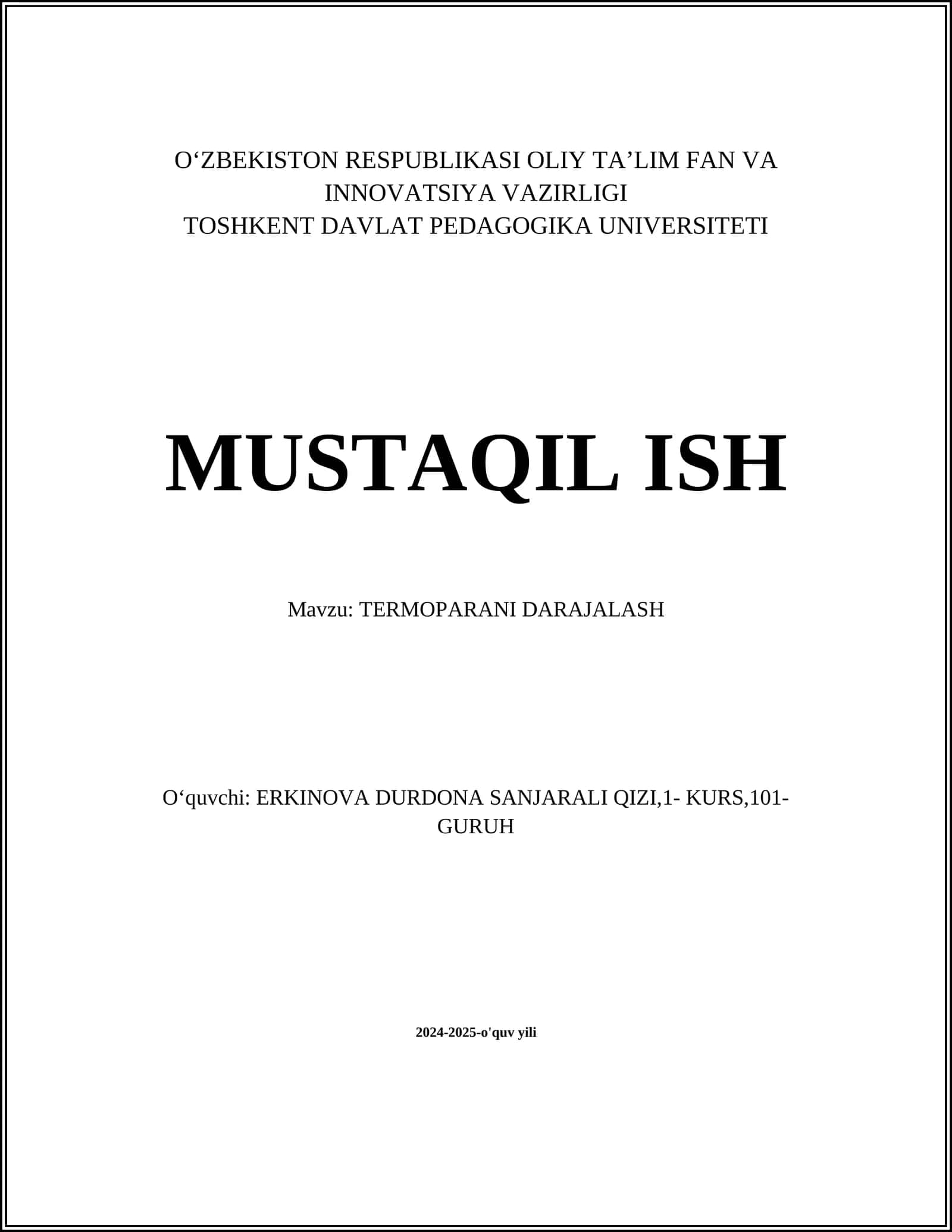 TERMOPARANI DARAJALASH
