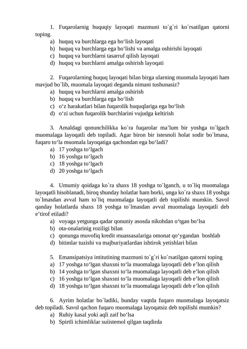 Fuqarolarning huquqiy layoqati