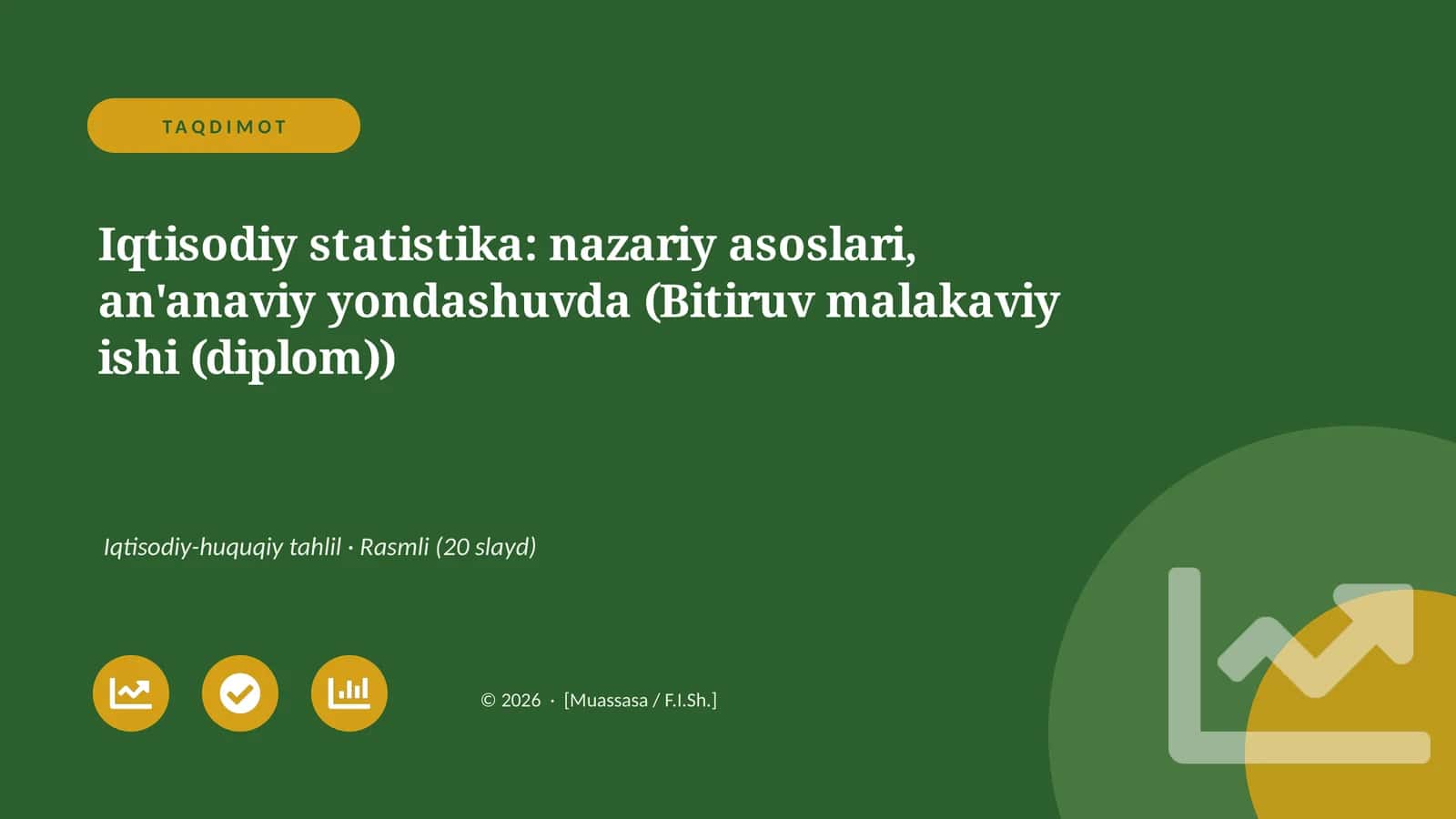 Iqtisodiy statistika: nazariy asoslari, an'anaviy yondashuvda (Bitiruv malakaviy ishi (diplom))