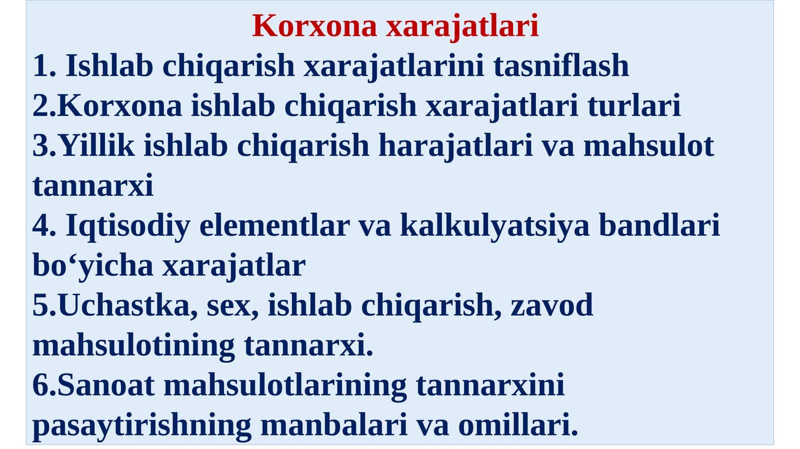 Ishlab chiqarish xarajatlari