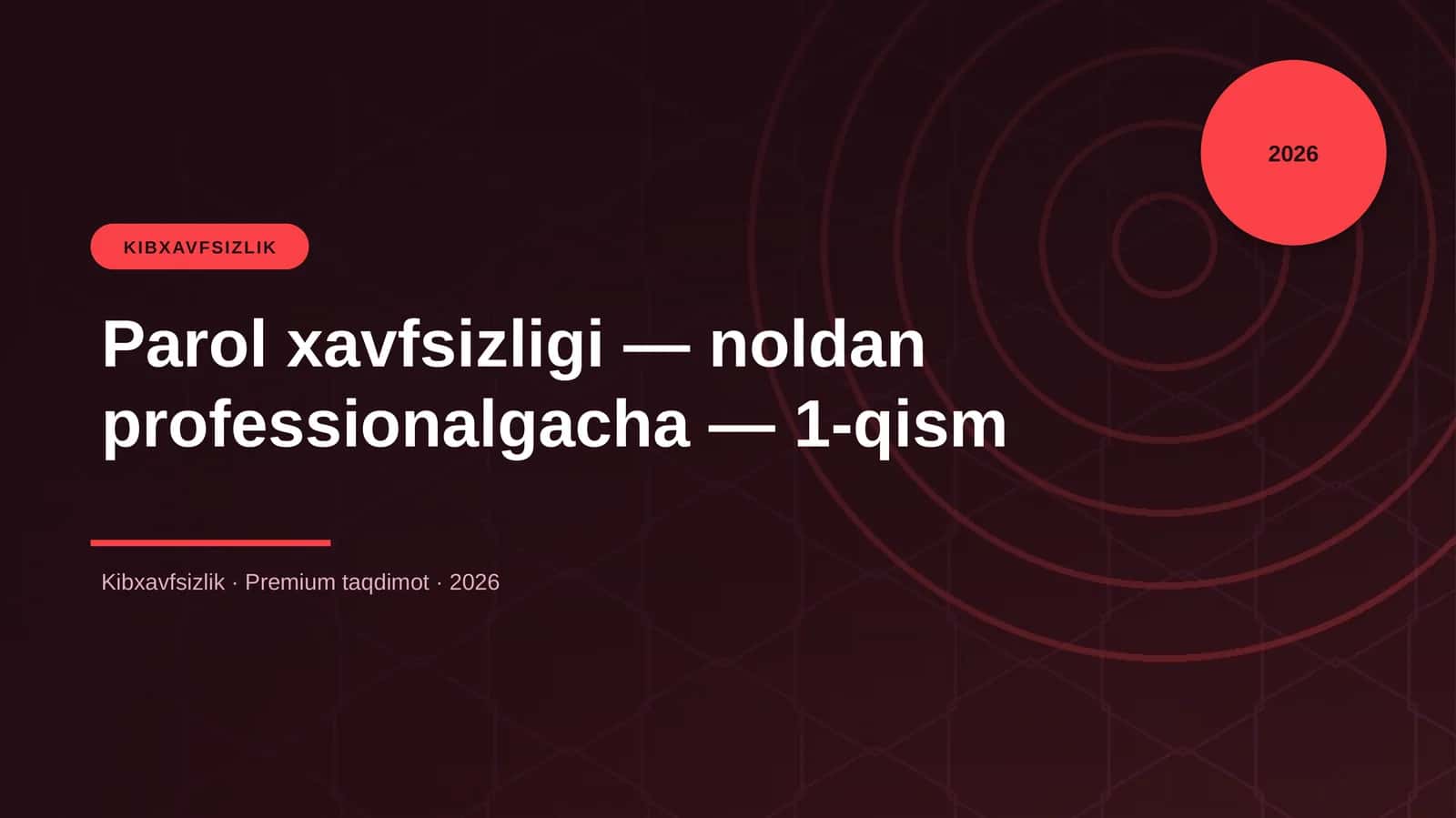 Parol xavfsizligi — noldan professionalgacha — 1-qism