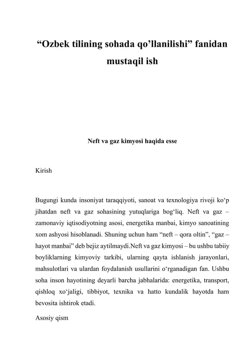 Neft va gaz kimyosi