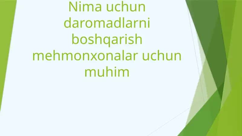 Nima uchun daromadlarni boshqarish mehmonxonalar uchun muhim
