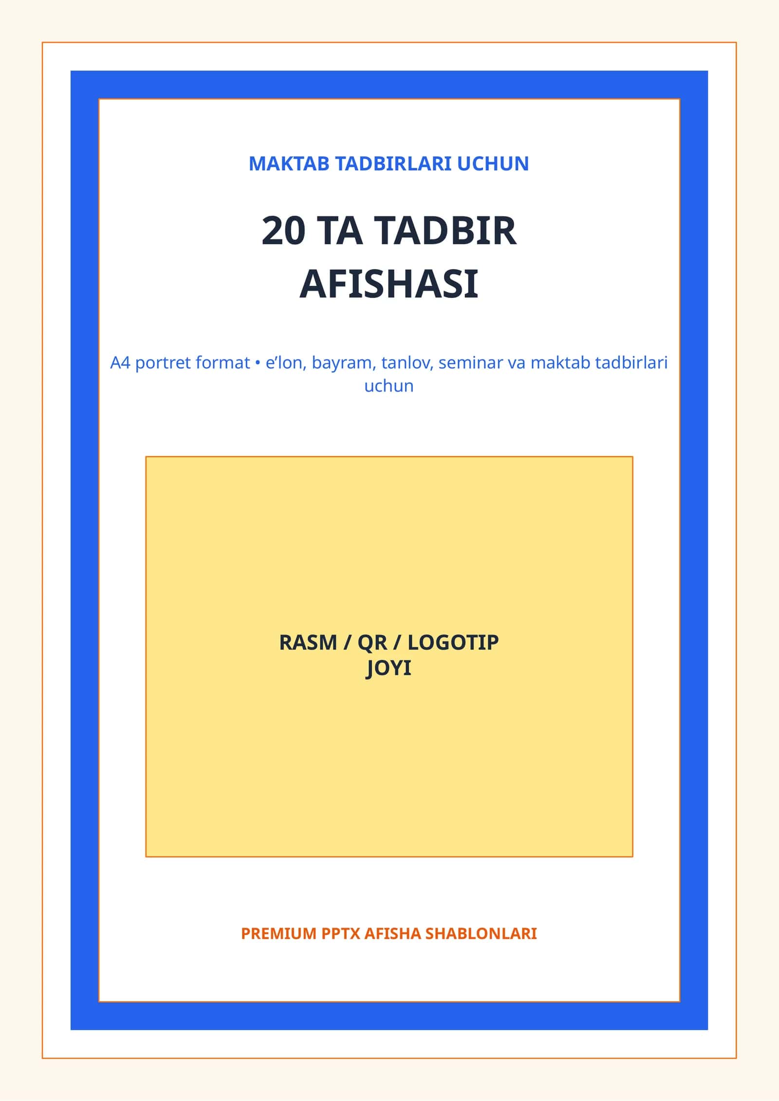 MAKTAB TADBIRLARI UCHUN 20 TA TADBIR AFISHASI